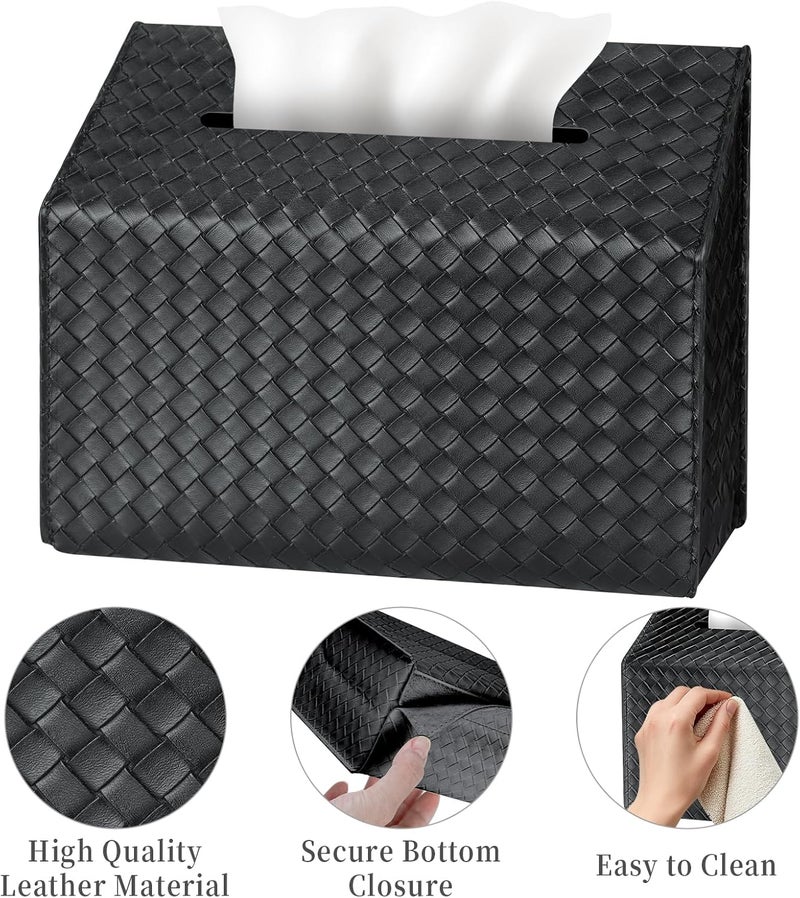 NiHome PU Leather Tissue Box Cover for Kleenex Hand Towels, Versatile for Countertops and Towel Racks, Leather Enhances Home Decor, Easy to Use with Exquisite Edging Craftsmanship (Black) - Image 5